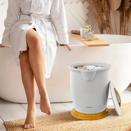 Bathroom Towel Warmer Bucket with Fragrance Holder and Auto Shut-Gray Costway