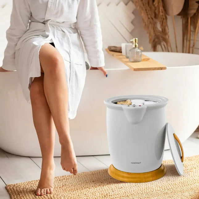 Bathroom Towel Warmer Bucket with Fragrance Holder and Auto Shut-Gray Costway