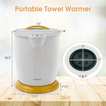 Bathroom Towel Warmer Bucket with Fragrance Holder and Auto Shut-Gray Costway
