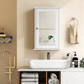 Bathroom Wall Cabinet with Single Mirror Door-White - White - Wall Cabinets