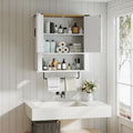 Bathroom Wall Cabinet with Towel Bar Farmhouse Medicine Cabinet-White - White - Wall Cabinets