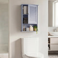 Bathroom Wall Mount Storage Cabinet Single Door with Height Adjustable Shelf-Gray - Gray - Wall Cabinets