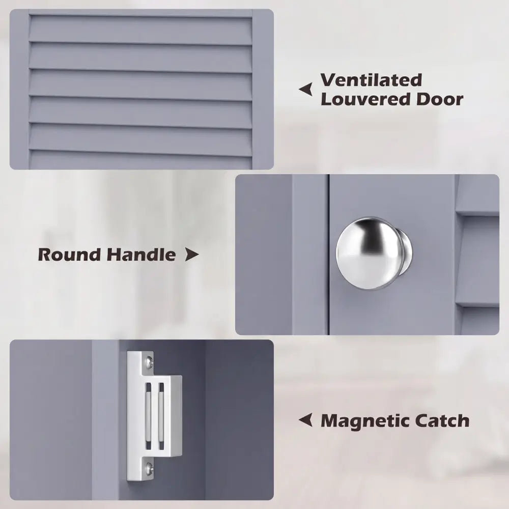 Bathroom Wall Mount Storage Cabinet Single Door with Height Adjustable Shelf-Gray - Gray - Wall Cabinets
