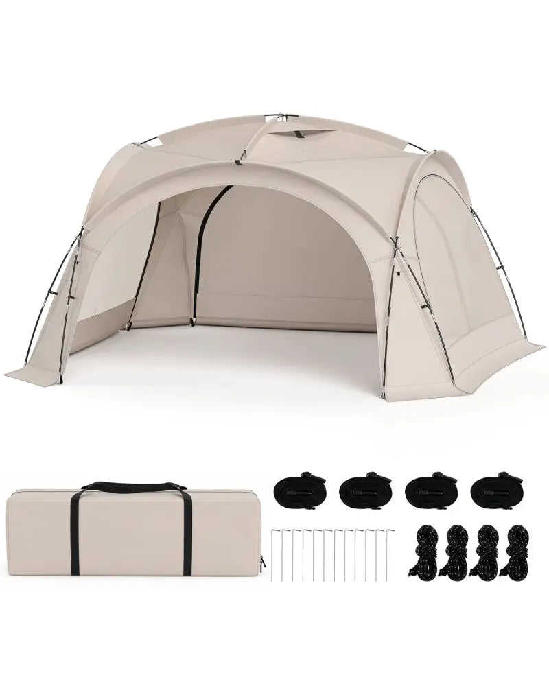Beach Tent for 12-15 People Easy Setup Dome Canopy Tent with 4 Removable Zippered Sidewalls-Brown - Beige - Tents