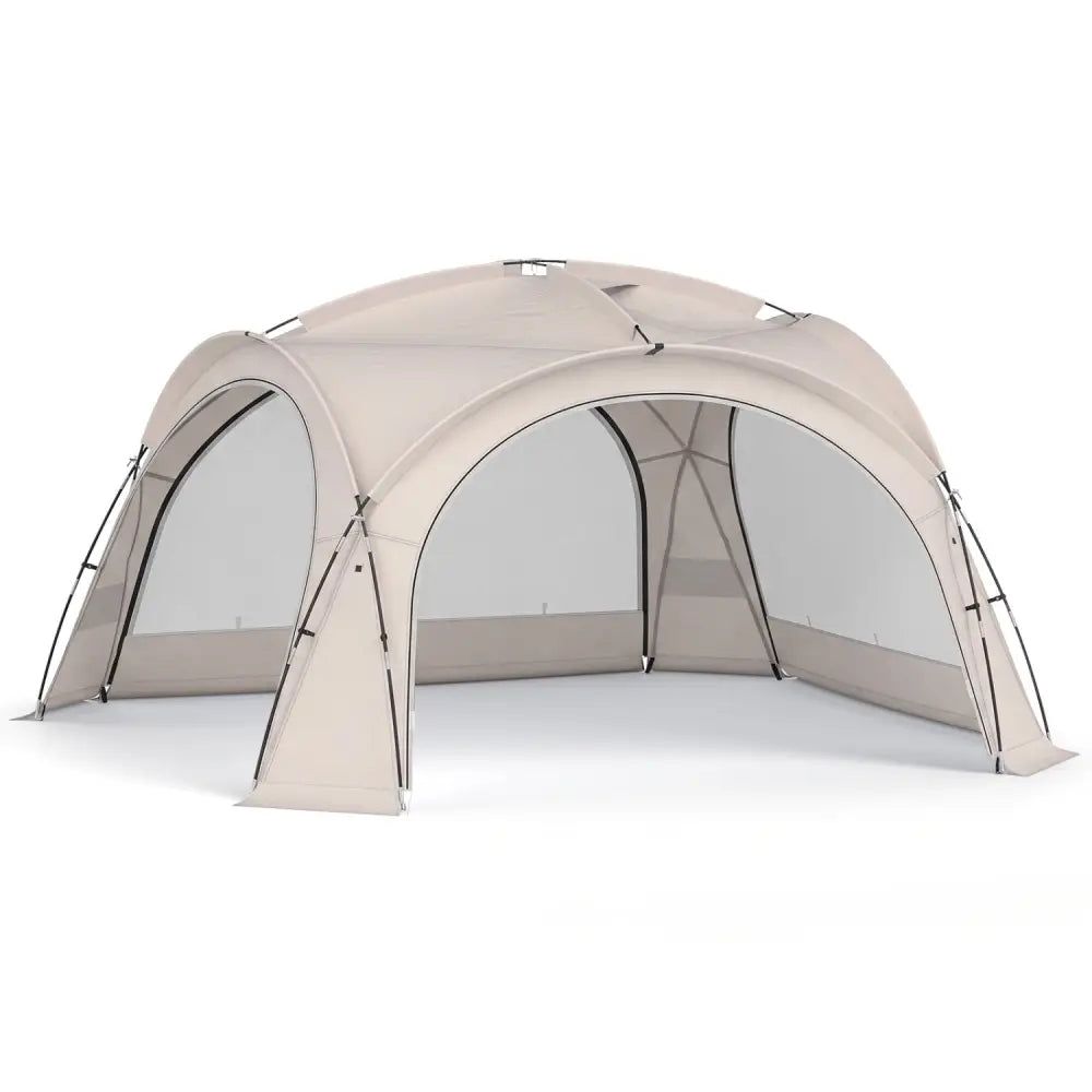 Beach Tent for 12-15 People Easy Setup Dome Canopy Tent with 4 Removable Zippered Sidewalls-Brown - Beige - Tents