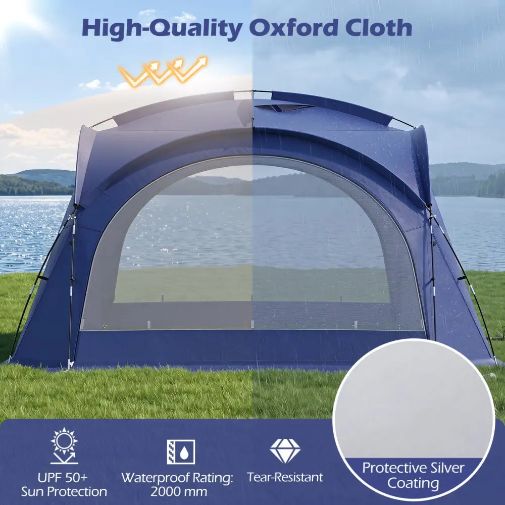 Beach Tent for 12-15 People Easy Setup Dome Canopy Tent with 4 Removable Zippered Sidewalls-Blue - Blue - Tents