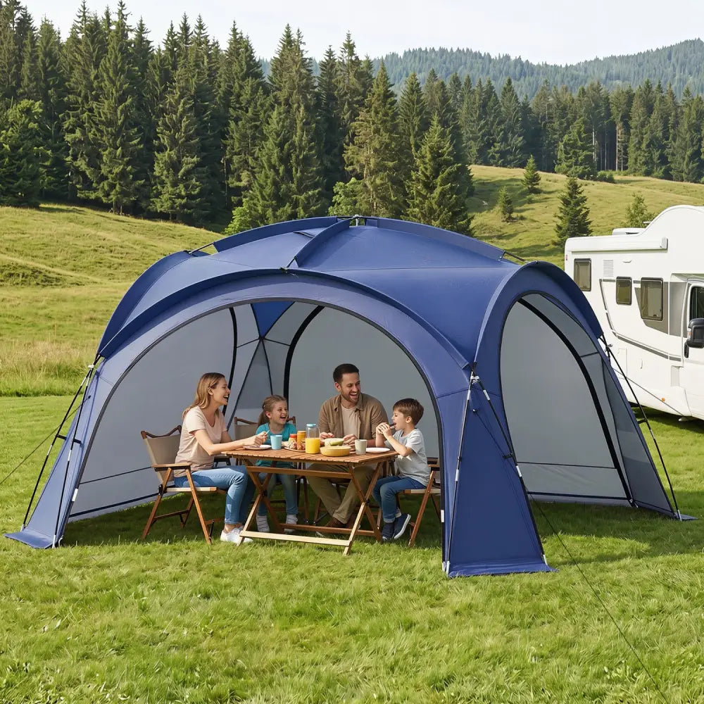 Beach Tent for 12-15 People Easy Setup Dome Canopy Tent with 4 Removable Zippered Sidewalls-Blue - Blue - Tents