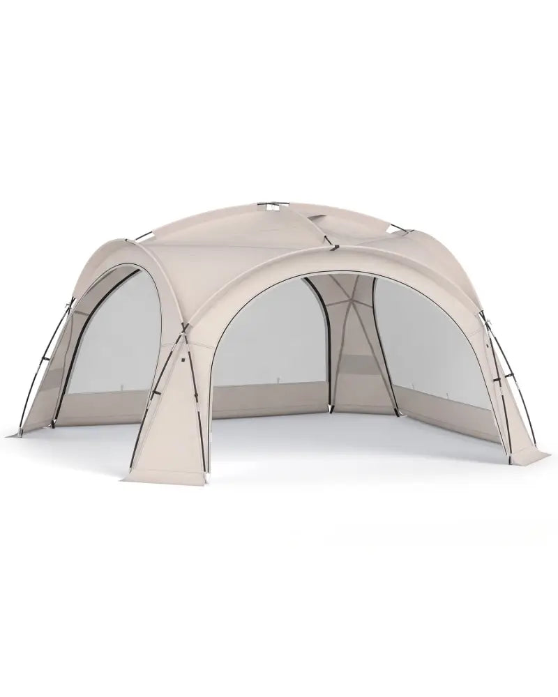 Beach Tent for 12-15 People Easy Setup Dome Canopy Tent with 4 Removable Zippered Sidewalls-Brown - Beige - Tents