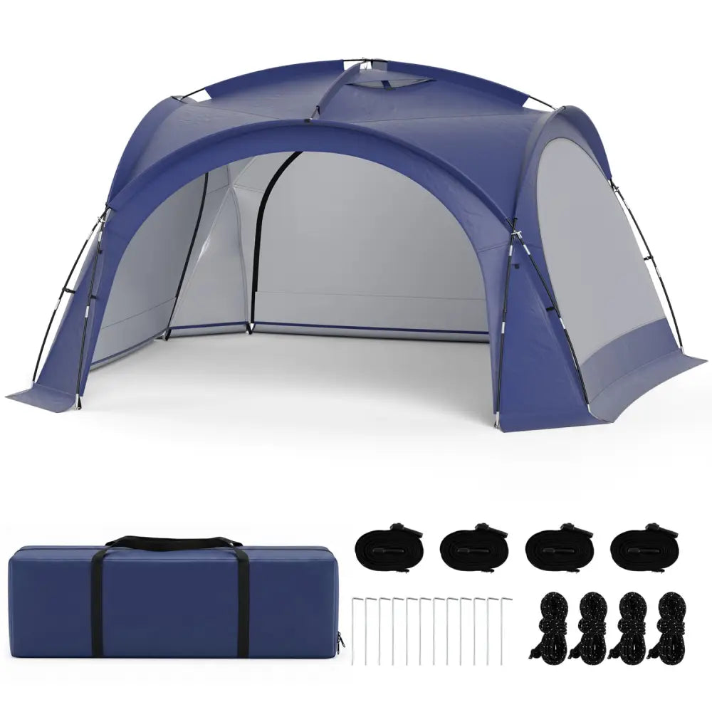 Beach Tent for 12-15 People Easy Setup Dome Canopy Tent with 4 Removable Zippered Sidewalls-Blue - Blue - Tents