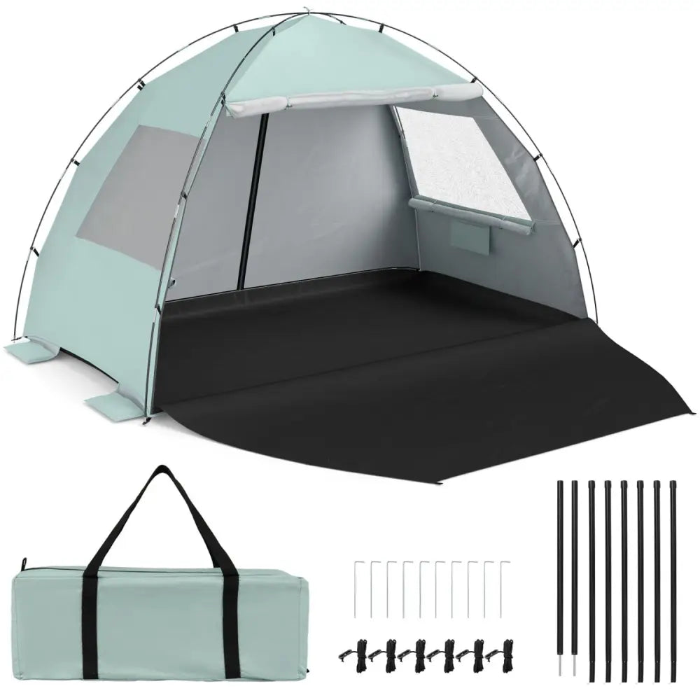 Beach Tent Sun Shelter with Canopy Easy Setup UPF50+ Sun Protection-Green - Green - Tents