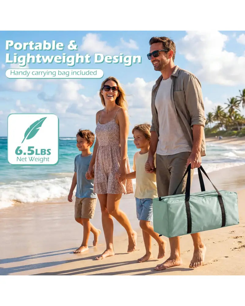 Beach Tent Sun Shelter with Canopy Easy Setup UPF50+ Sun Protection-Green - Green - Tents