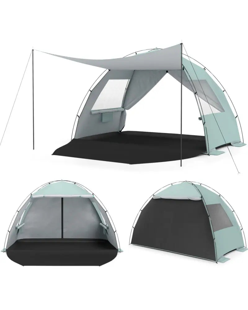 Beach Tent Sun Shelter with Canopy Easy Setup UPF50+ Sun Protection-Green - Green - Tents
