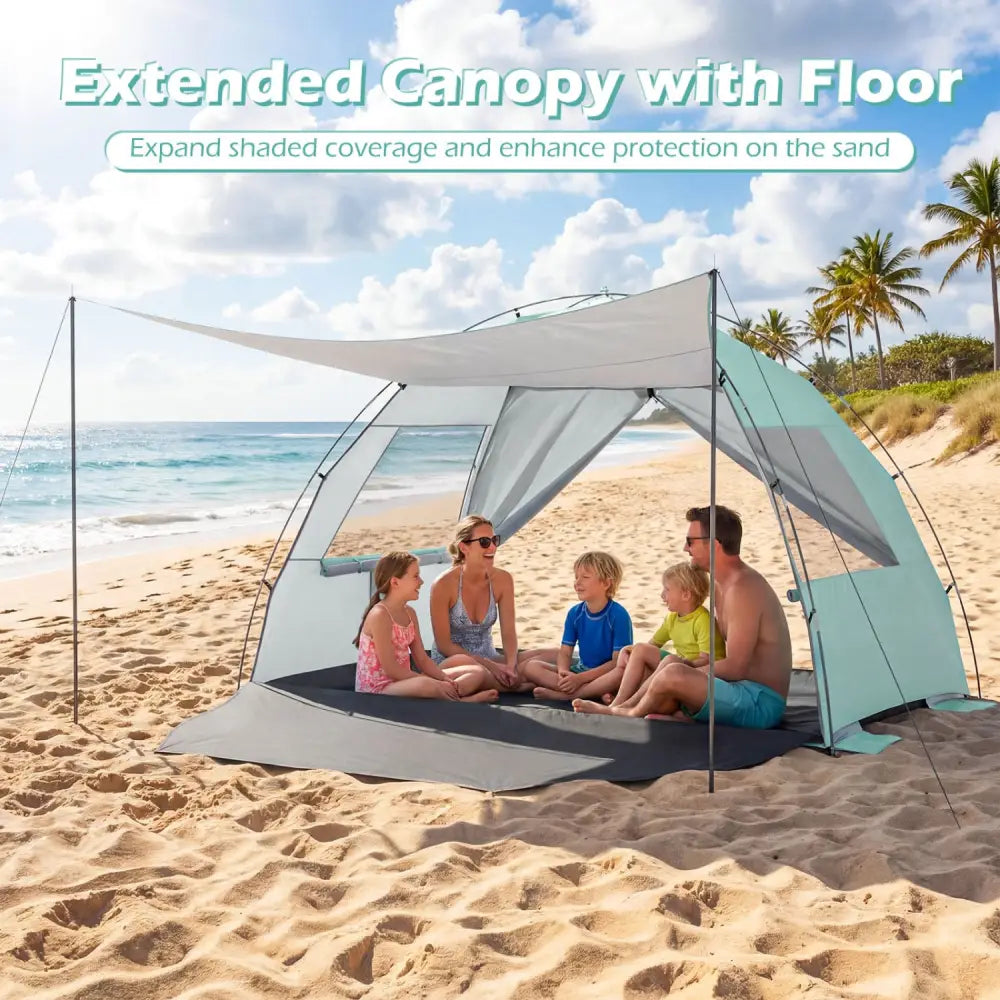 Beach Tent Sun Shelter with Canopy Easy Setup UPF50+ Sun Protection-Green - Green - Tents