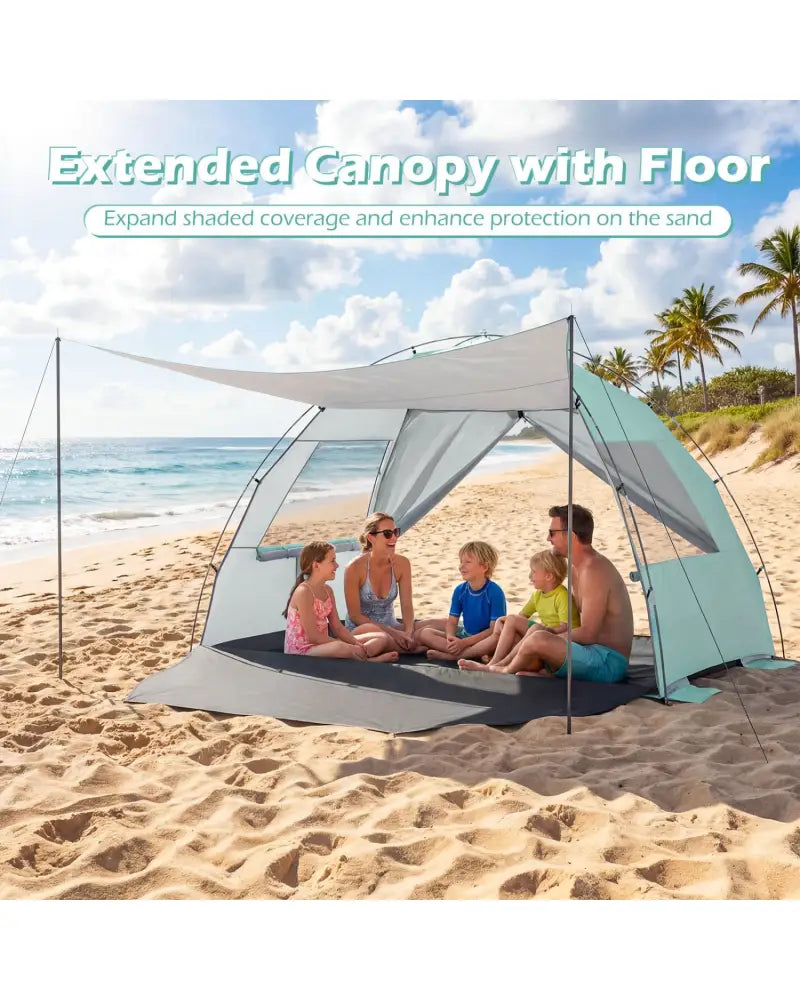 Beach Tent Sun Shelter with Canopy Easy Setup UPF50+ Sun Protection-Green - Green - Tents