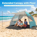 Beach Tent Sun Shelter with Canopy with Extended Floor and Vent Windows-Blue - Blue - Tents