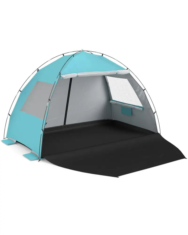 Beach Tent Sun Shelter with Canopy with Extended Floor and Vent Windows-Blue - Blue - Tents