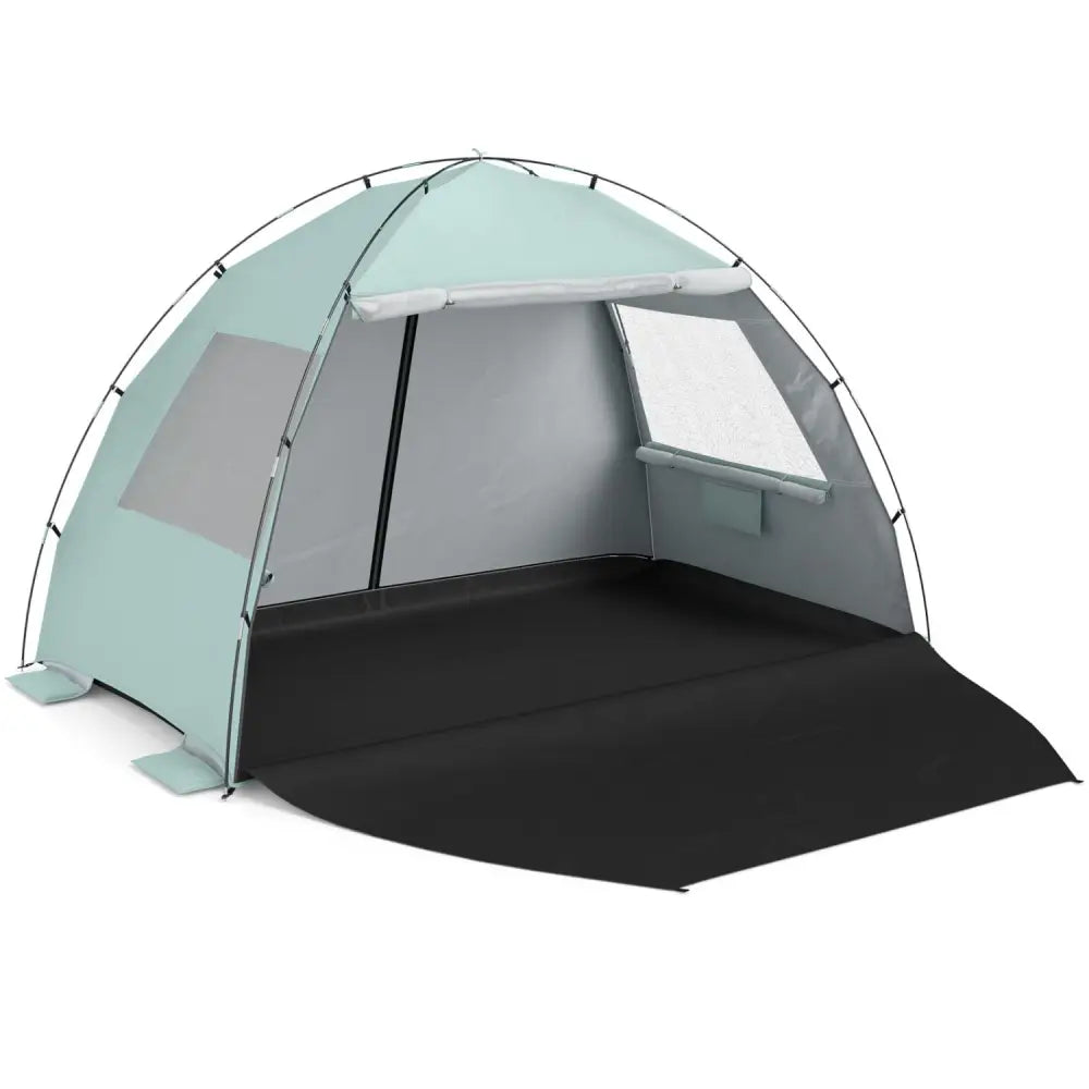 Beach Tent Sun Shelter with Canopy with Extended Floor and Vent Windows-Green - Green - Tents