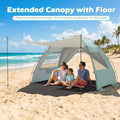 Beach Tent Sun Shelter with Canopy with Extended Floor and Vent Windows-Green - Green - Tents