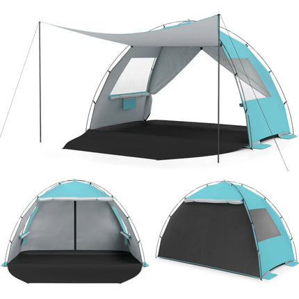 Beach Tent Sun Shelter with Canopy Pop-Up Easy Setup UPF50+ Sun Protection-Blue - Blue - Tents