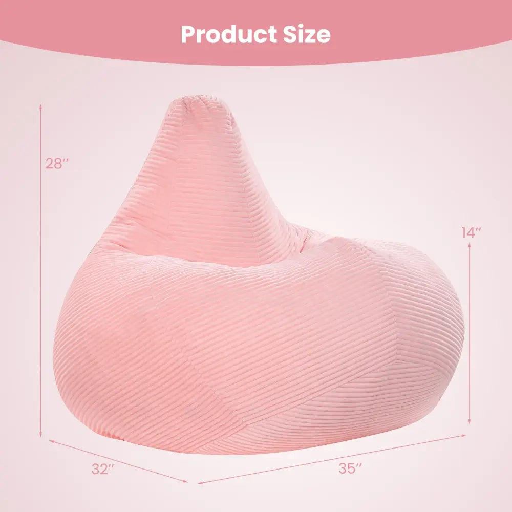 Bean Bag Chair for Adults Accent Lazy Sofa with Skin-friendly Corduroy Cover and Soft Sponge Filling-Pink - Pink