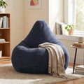 Bean Bag Chair for Adults Accent Lazy Sofa with Skin-friendly Corduroy Cover and Soft Sponge Filling-Blue - Blue