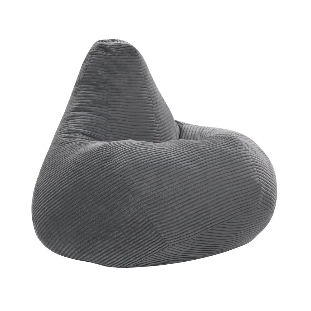 Bean Bag Chair for Adults Accent Lazy Sofa with Skin-friendly Corduroy Cover and Soft Sponge Filling-Dark Gray - Dark