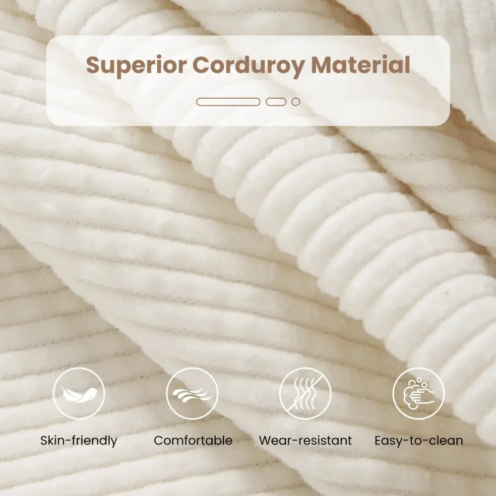 Bean Bag Chair for Adults Accent Lazy Sofa with Skin-friendly Corduroy Cover and Soft Sponge Filling-Off White