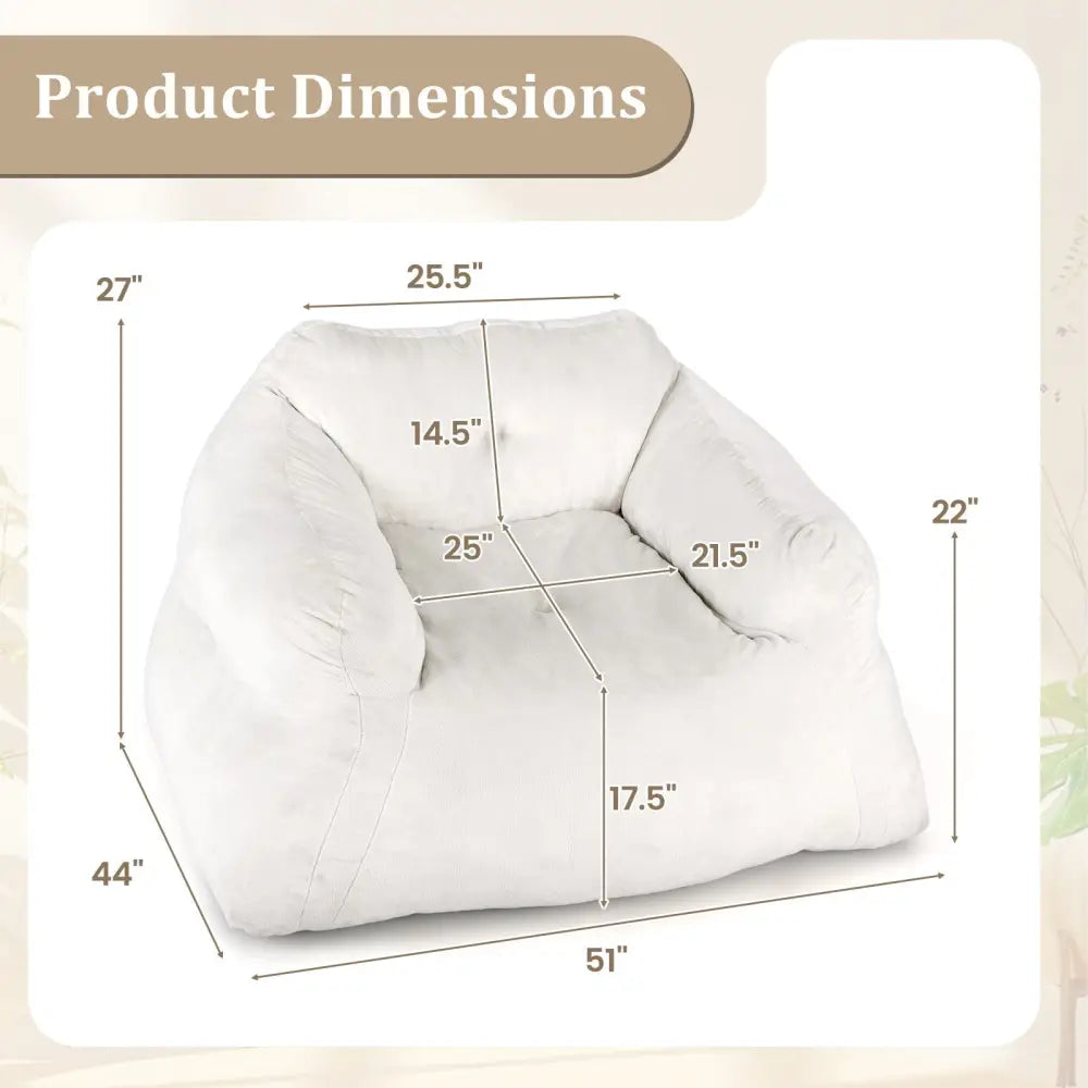 Bean Bag Chair Plush Lazy Sofa with Ultra-soft Velvet Cover-Beige - Beige - Floor Chairs