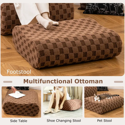 Bean Bag Chair with Ottoman and High Elasticity Sponge-Brown - Brown - Sofas & Loveseats