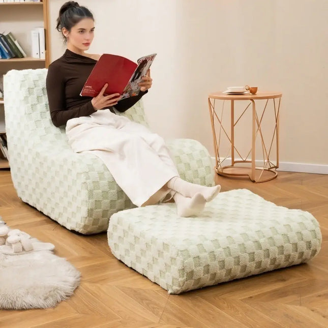 Bean Bag Chair with Ottoman and High Elasticity Sponge-Green - Green - Sofas & Loveseats