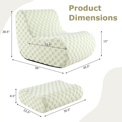 Bean Bag Chair with Ottoman and High Elasticity Sponge-Green - Green - Sofas & Loveseats