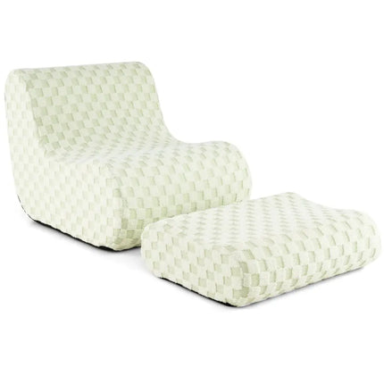 Bean Bag Chair with Ottoman and High Elasticity Sponge-Green - Green - Sofas & Loveseats