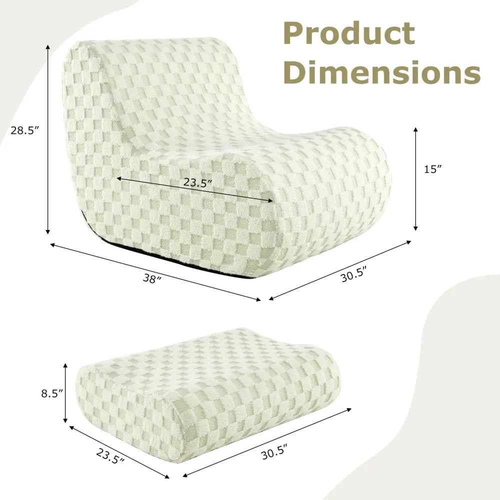 Bean Bag Chair with Ottoman and High Elasticity Sponge-Green - Green - Sofas & Loveseats