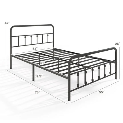 Bed Frame with Headboard and Under Bed Storage Black-Full Size - Simple Bed Frame
