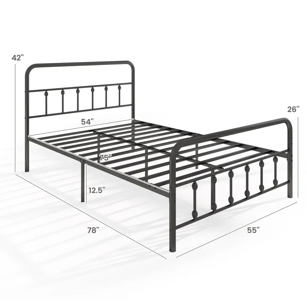 Bed Frame with Headboard and Under Bed Storage Black-Full Size - Simple Bed Frame