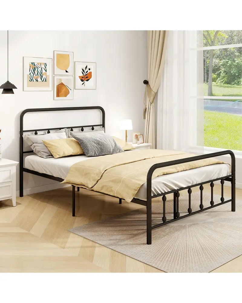 Bed Frame with Headboard and Under Bed Storage Black-Full Size - Simple Bed Frame