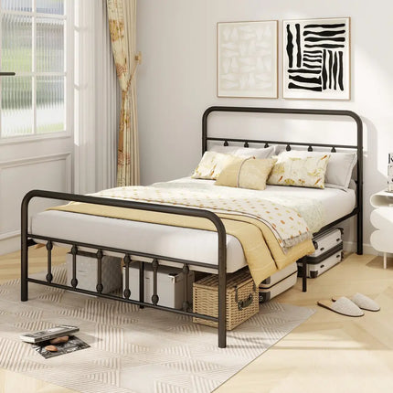 Bed Frame with Headboard and Under Bed Storage Black-Full Size - Simple Bed Frame