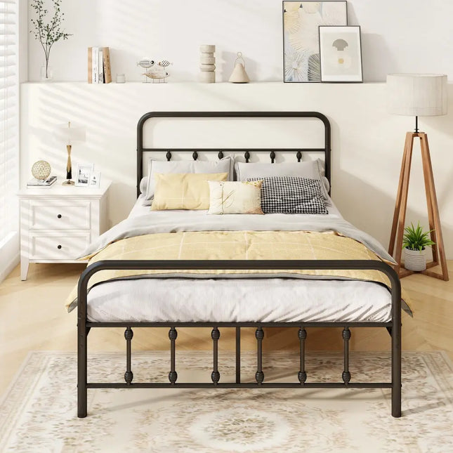 Bed Frame with Headboard and Under Bed Storage Black-Full Size - Simple Bed Frame