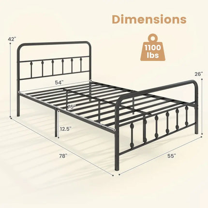 Bed Frame with Headboard and Under Bed Storage Black-Full Size - Simple Bed Frame