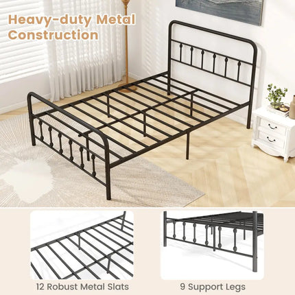 Bed Frame with Headboard and Under Bed Storage Black-Full Size - Simple Bed Frame