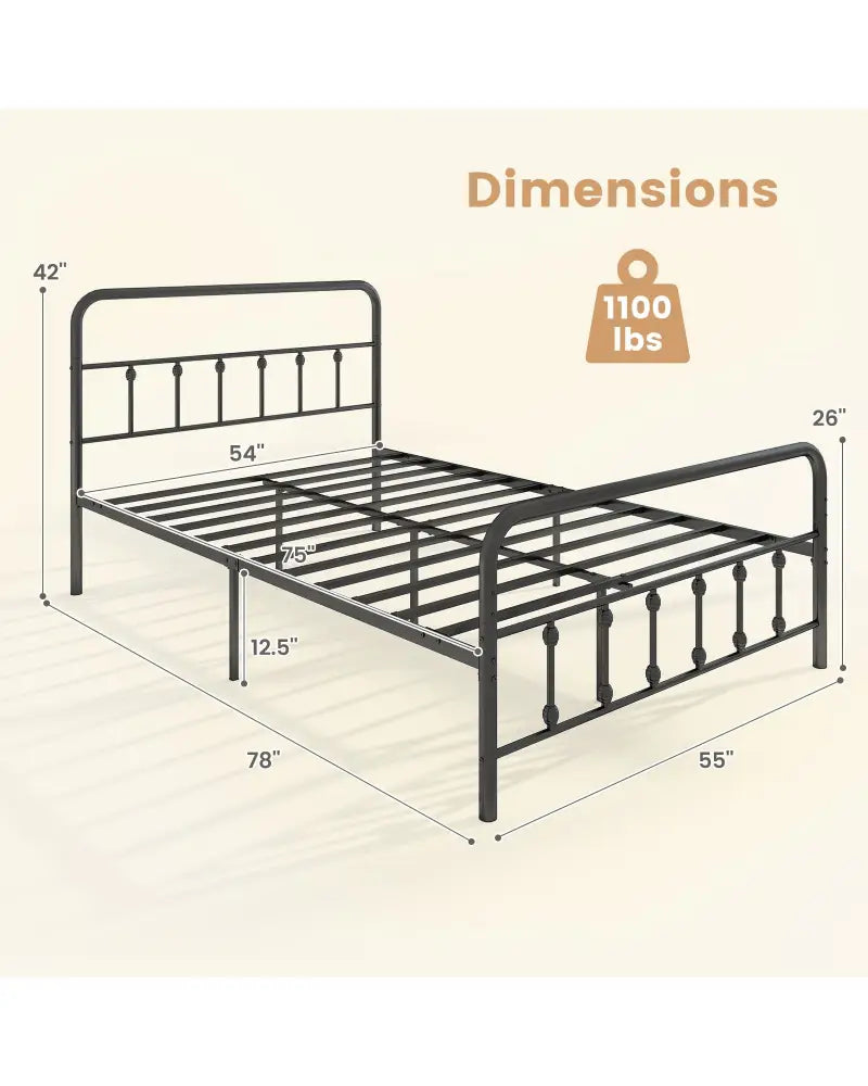Bed Frame with Headboard and Under Bed Storage Black-Full Size - Simple Bed Frame