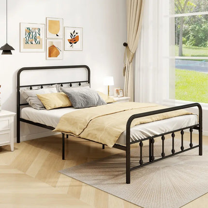 Bed Frame with Headboard and Under Bed Storage Black-Full Size - Simple Bed Frame