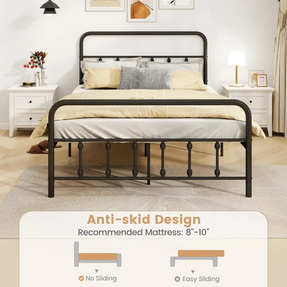Bed Frame with Headboard and Under Bed Storage Black-Full Size - Simple Bed Frame