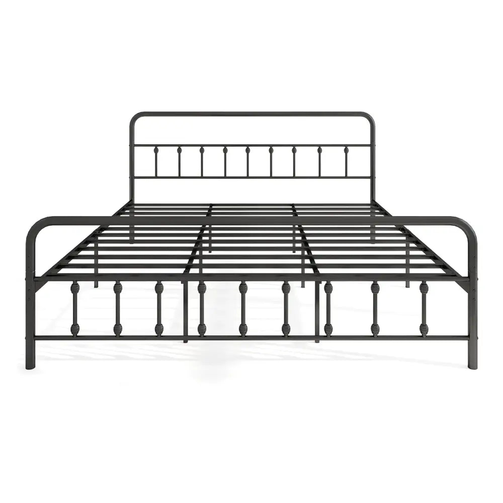 Bed Frame with Headboard and Under Bed Storage Black-King Size - Black - Simple Bed Frame