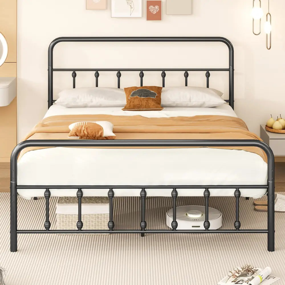 Bed Frame with Headboard and Under Bed Storage Black-Queen Size - Simple Bed Frame
