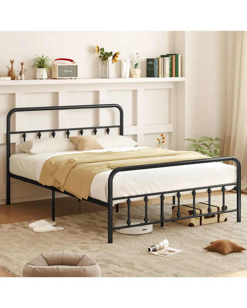 Bed Frame with Headboard and Under Bed Storage Black-Queen Size - Simple Bed Frame