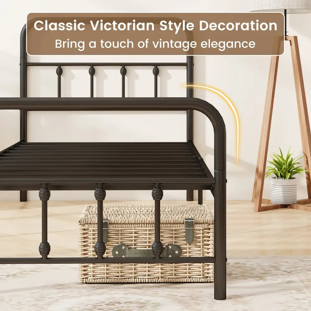 Bed Frame with Headboard and Under Bed Storage Black-Twin Size - Black - Simple Bed Frame
