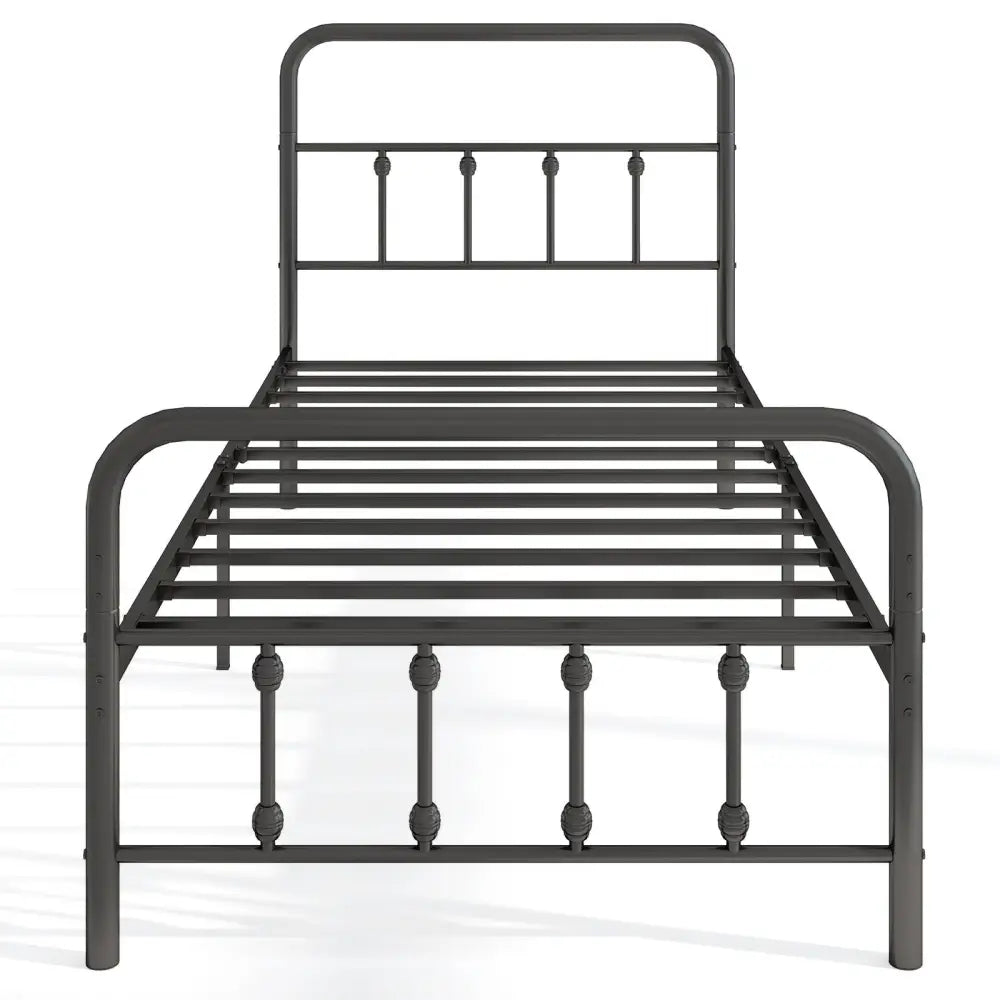 Bed Frame with Headboard and Under Bed Storage Black-Twin Size - Black - Simple Bed Frame