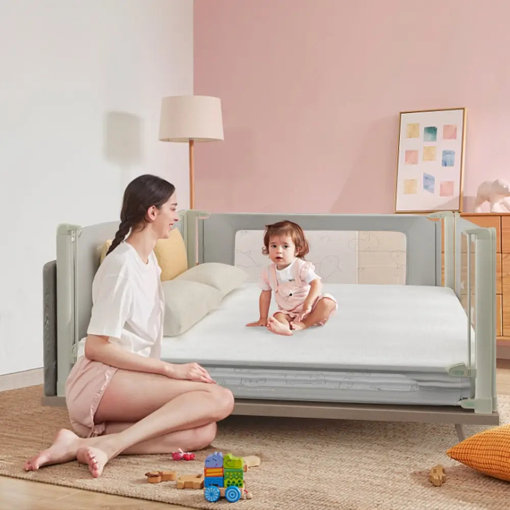 Bed Rail Guard for Toddlers Kid with Adjustable Height and Safety Lock-59 inch - Gray - Bed Rails