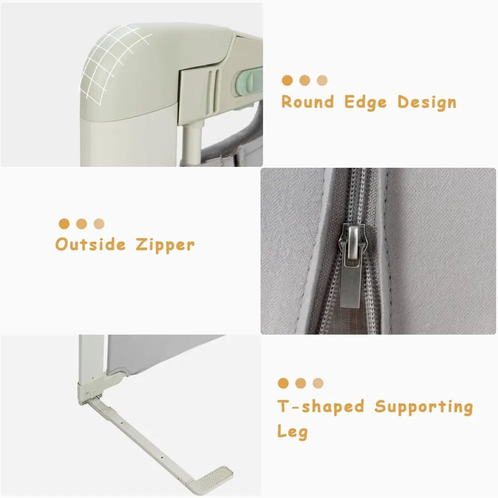 Bed Rail Guard for Toddlers Kid with Adjustable Height and Safety Lock-59 inch - Gray - Bed Rails